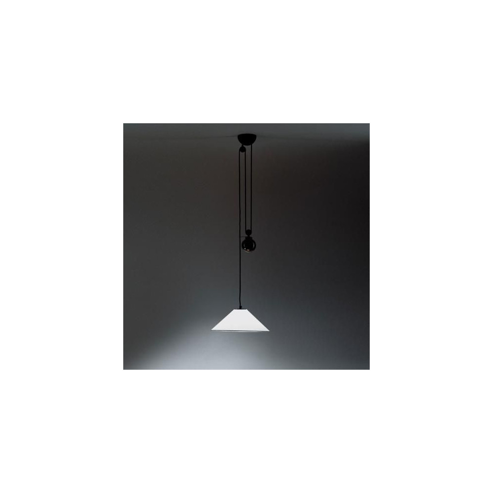 Lampada a sospensione Artemide Aggregato saliscendi bianco diametro 530mm cono opalino