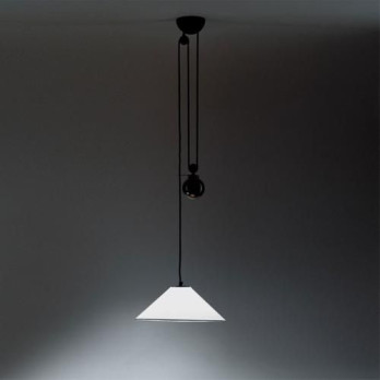 Lampada a sospensione Artemide Aggregato saliscendi bianco diametro 530mm cono opalino