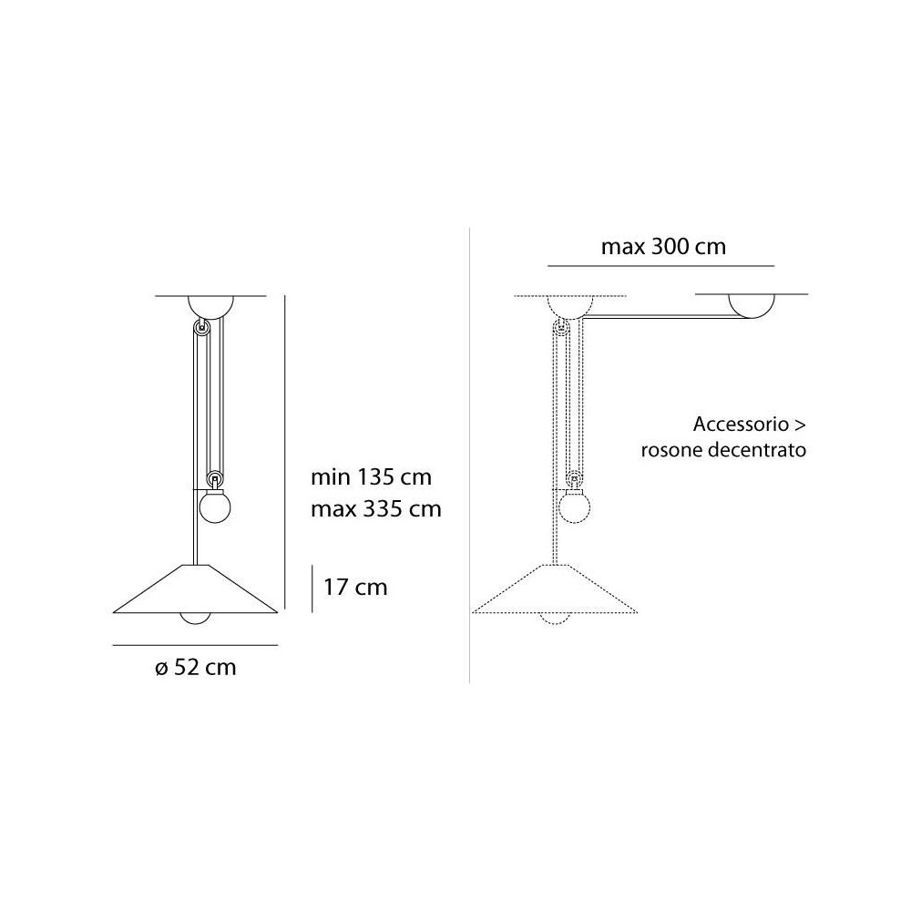 Lampada a sospensione Artemide Aggregato saliscendi grigio scuro diametro 530mm cono metallo