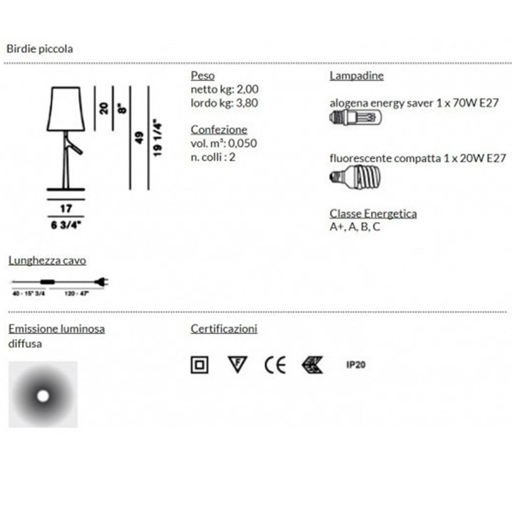 Lamapda da tavolo Foscarini Birdie Piccolo