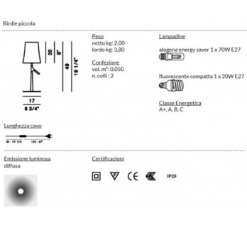 Lamapda da tavolo Foscarini Birdie Piccolo