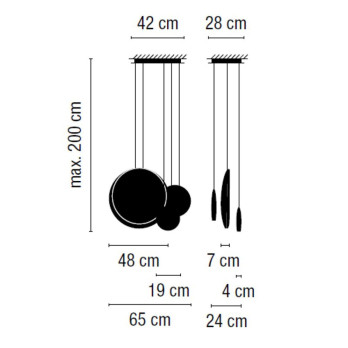 Lampada a sospensione Vibia Cosmos 4 luci