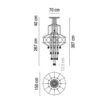 Lampada a sospensione Vibia WireflowChandelier 43 LED