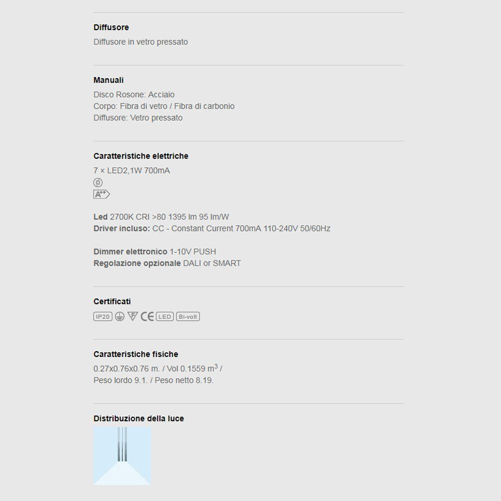 Lampada a sospensione Vibia Slim 7 H100 7Luci