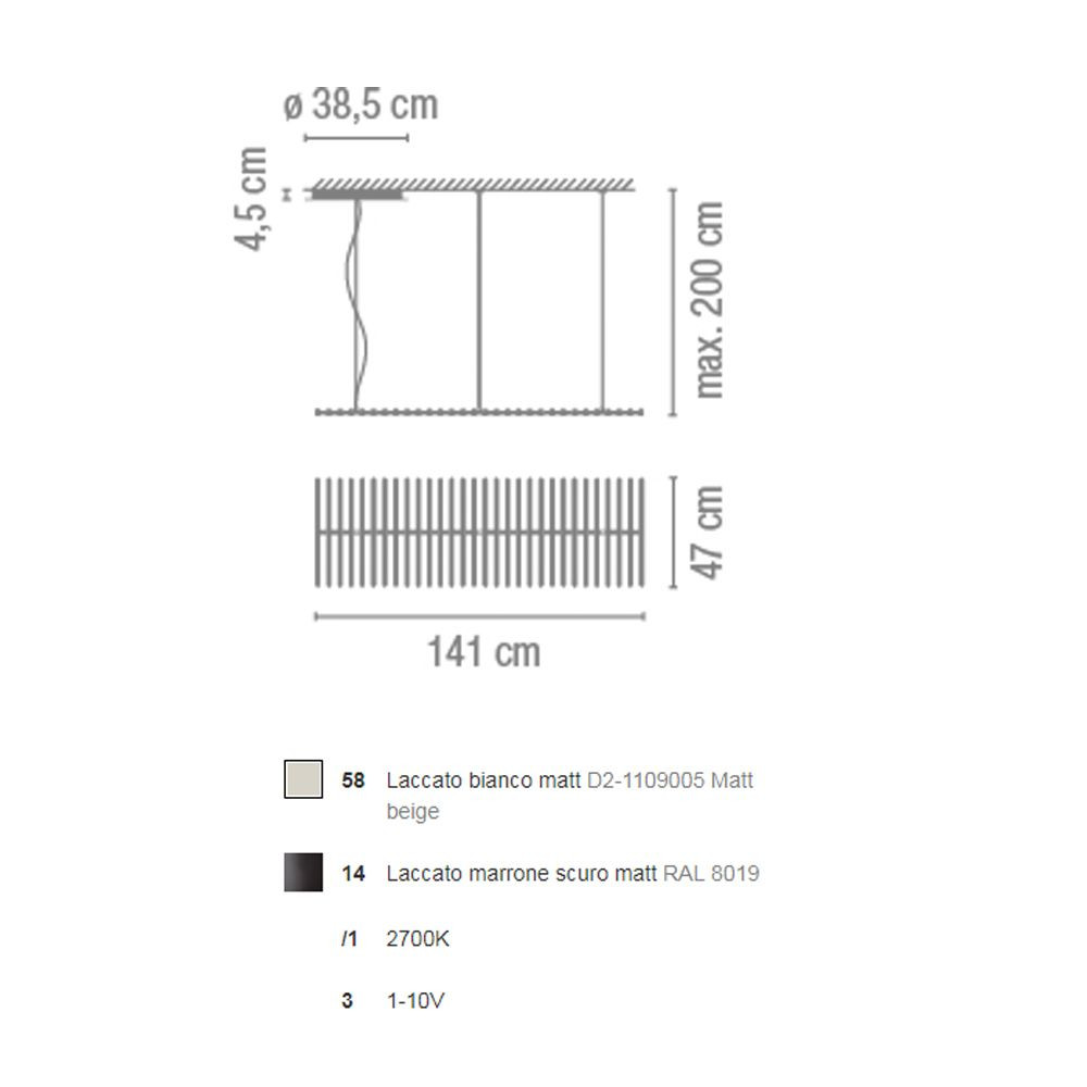Lampada a sospensione Vibia Rhythm horizontal 141cm
