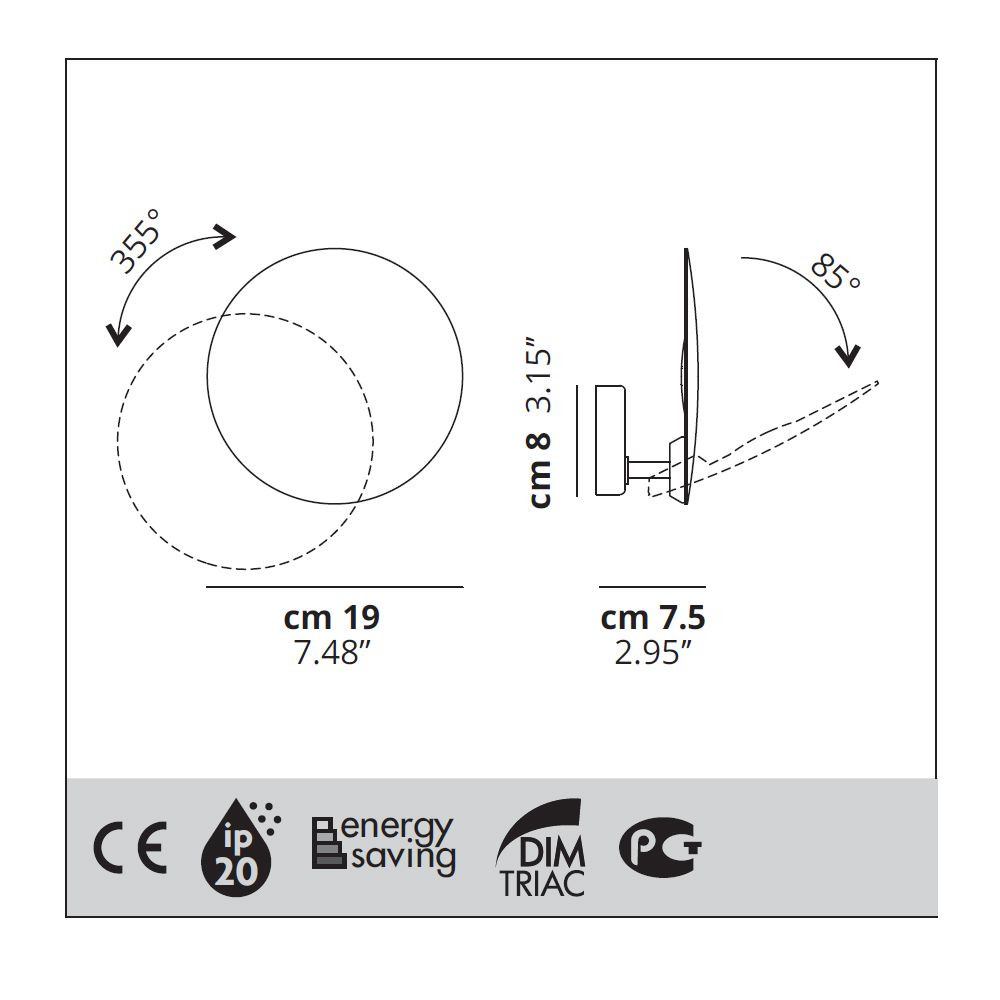 Lampada da parete Studio Italia Design Puzzle Single Round