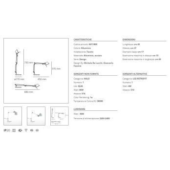 Lampada Artemide Tolomeo Micro Tavolo - Alluminio, Rossa, Nera