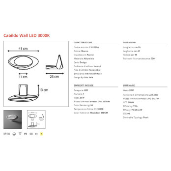 Lampada da parete Artemide Cabildo Wall LED 3000K