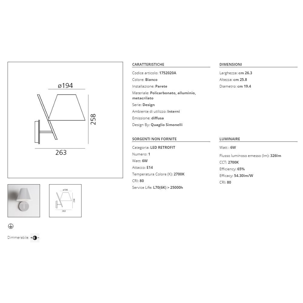 Lampada da parete Artemide La Petite