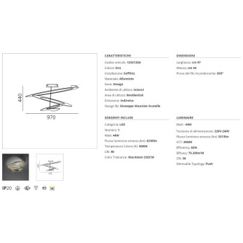 Lampada da soffitto LED Artemide Pirce 3000K Oro