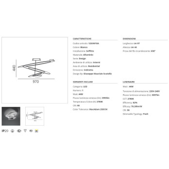 Lampada da soffitto LED Artemide Pirce 2700K Bianco