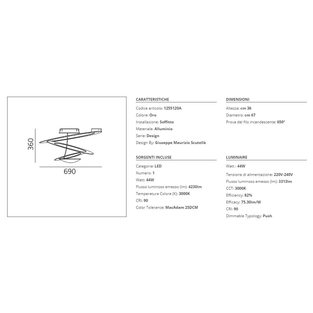 Lampada da soffitto Artemide Pirce Mini LED 3000K Oro