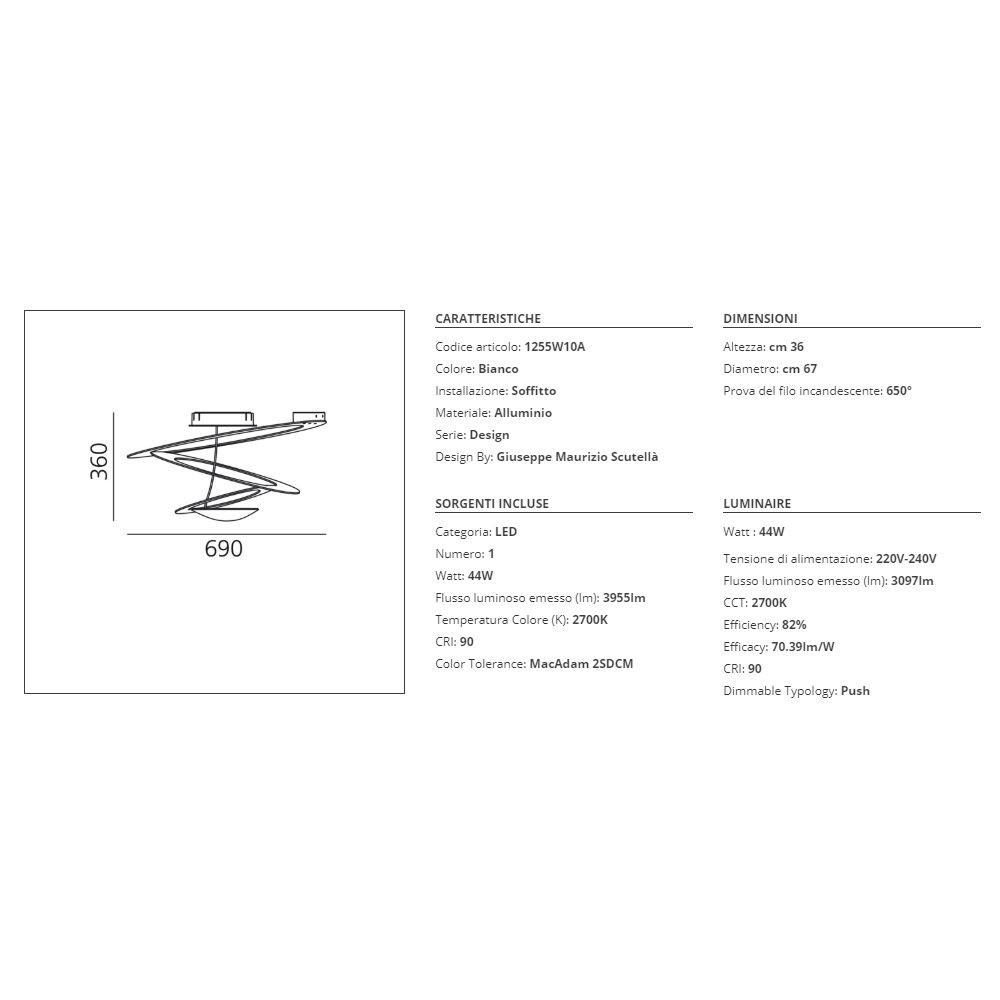 Lampada da soffitto Artemide Pirce Mini LED Bianco 2700K