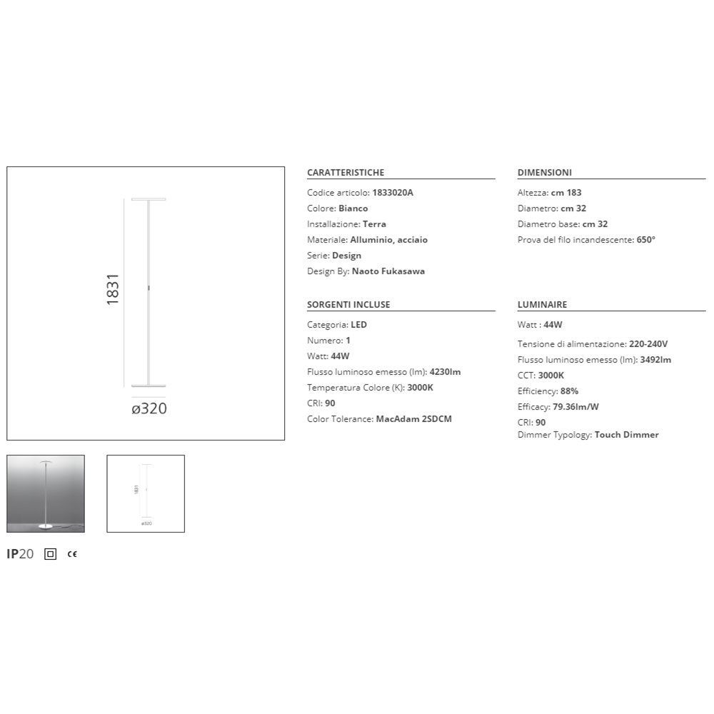 Lampada da terra Artemide Athena 3000K
