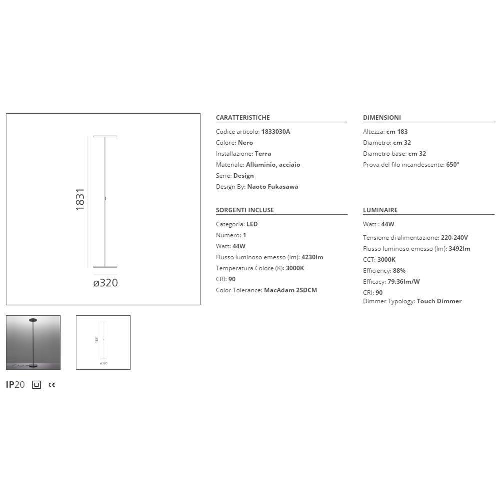 Lampada da terra Artemide Athena 3000K