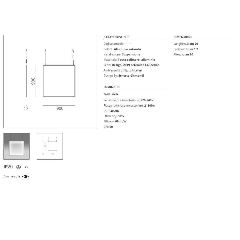 Lampada a sospensione Artemide Discovery Space Square 