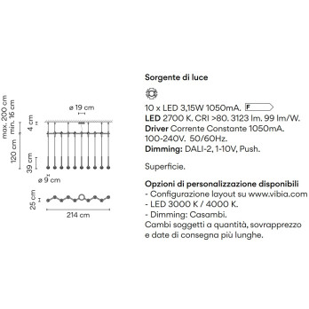 Lampada a sospensione Vibia Algorithm 10 in linea